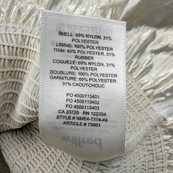 Aritzia Wilfred Ballad Smocked Metallic Mini Skirt Ruffle Hem Cocktail Bodycon - Picture 5 of 6